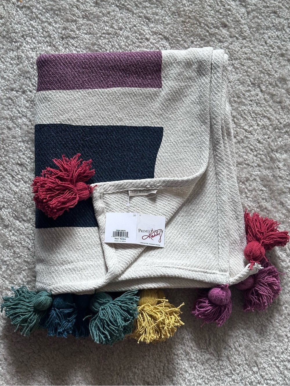 Primitives By Kathy - Rainbow Multi-Color Throw Blanket - Picture 3 of 4